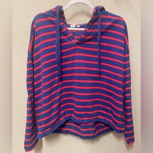 Gap Red & Blue Striped V- Nexk Pullover Hoodie